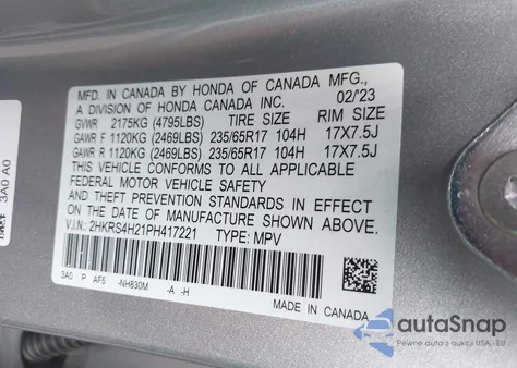 2023 Honda Cr-V Lx Awd from USA, damaged, VIN 2HKRS4H21PH417221